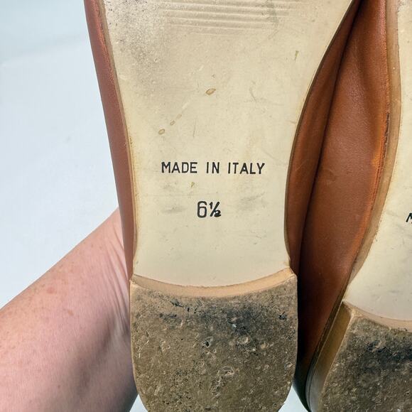 Coach & Four Classic Leather Flats Brown Made in Italy Slip-On Square Toe Sz 6.5 - Picture 13 of 14